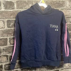 Girls navy pink stripe Tiana logo hoodie size 6